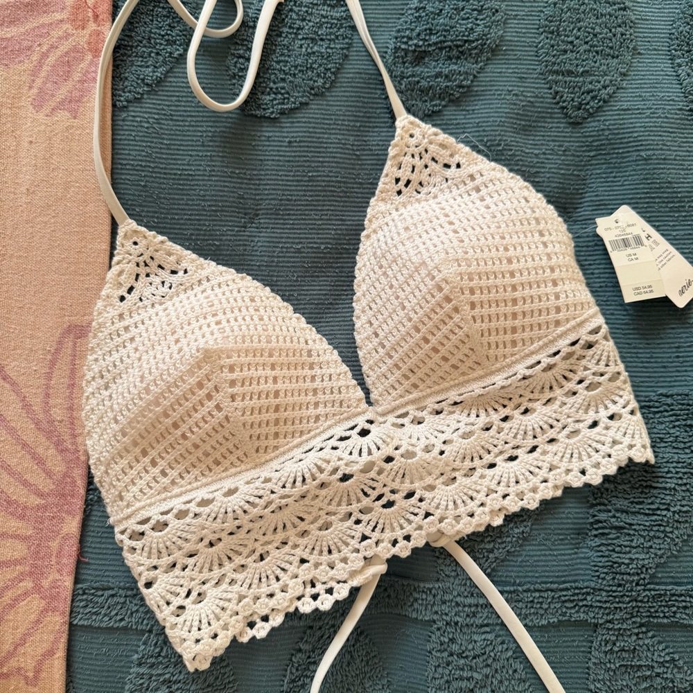 Aerie Crochet Triangle Longline Bikini Top
